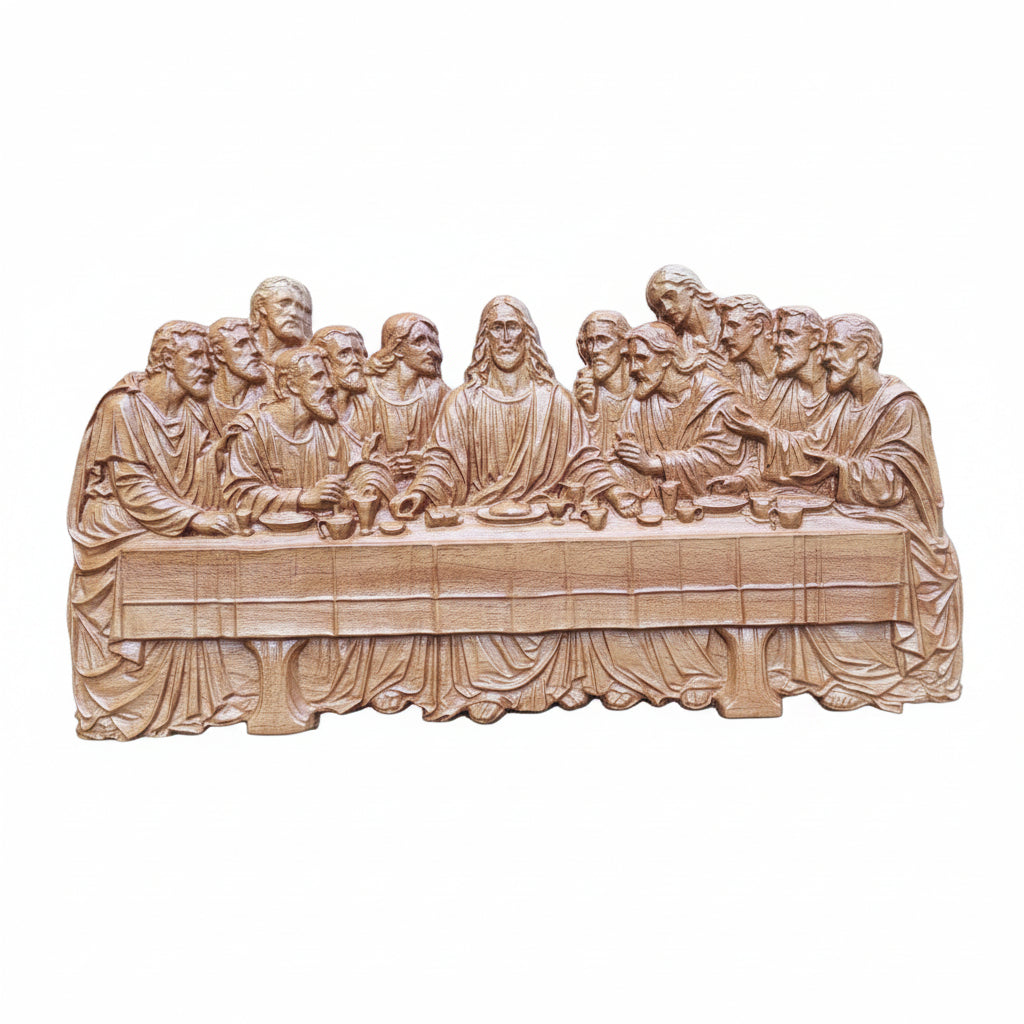 Last Supper Wooden Carving Wall Decor | Religious Wooden Sculpture