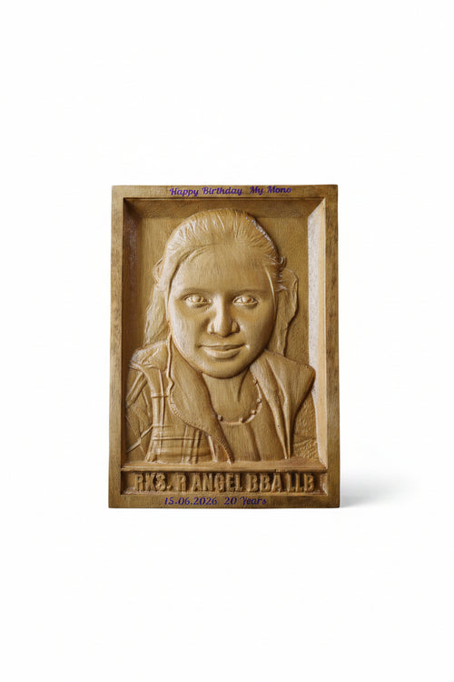 10x14 Inch Customized Wooden Portrait | Personalized Photo Engraved Wooden Frame Gift