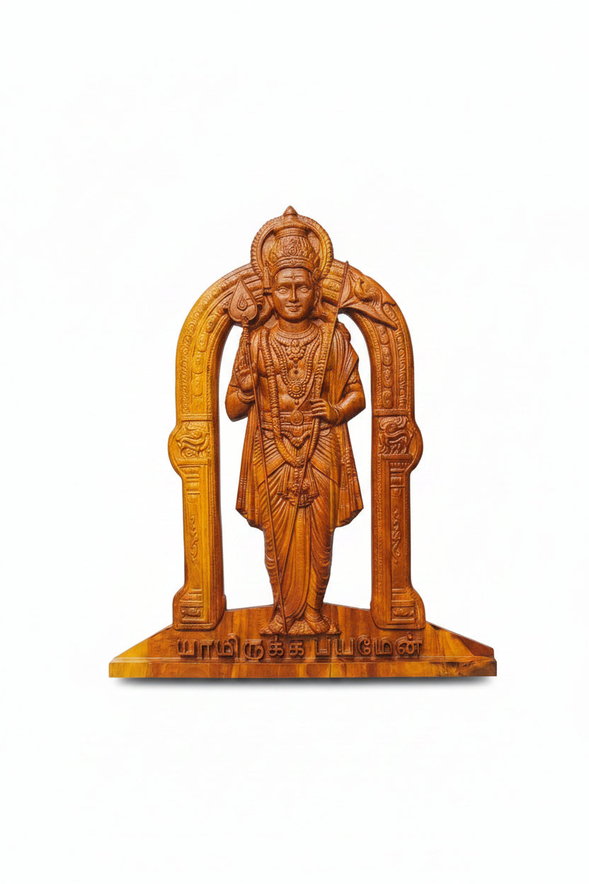 Murugan Skanda Wooden Statue