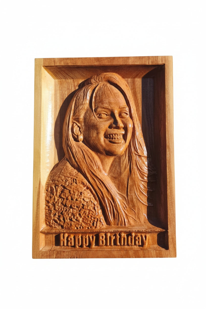 10x14 Inch Customized Wooden Portrait | Personalized Photo Engraved Wooden Frame Gift