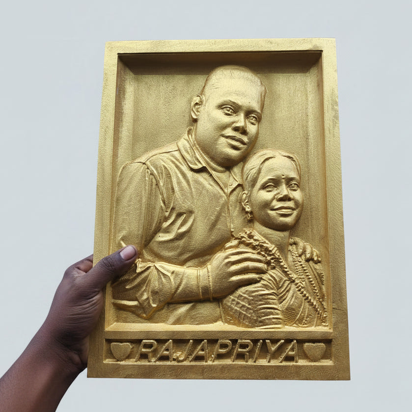 10x14 Inch Customized Wooden Portrait | Personalized Photo Engraved Wooden Frame Gift