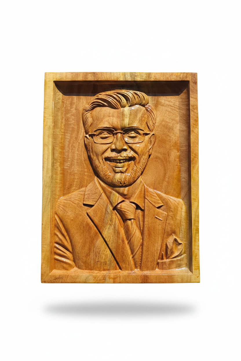 Custom Wooden Portrait | 12×16 Inch | Personalized CNC Carved Wall Art