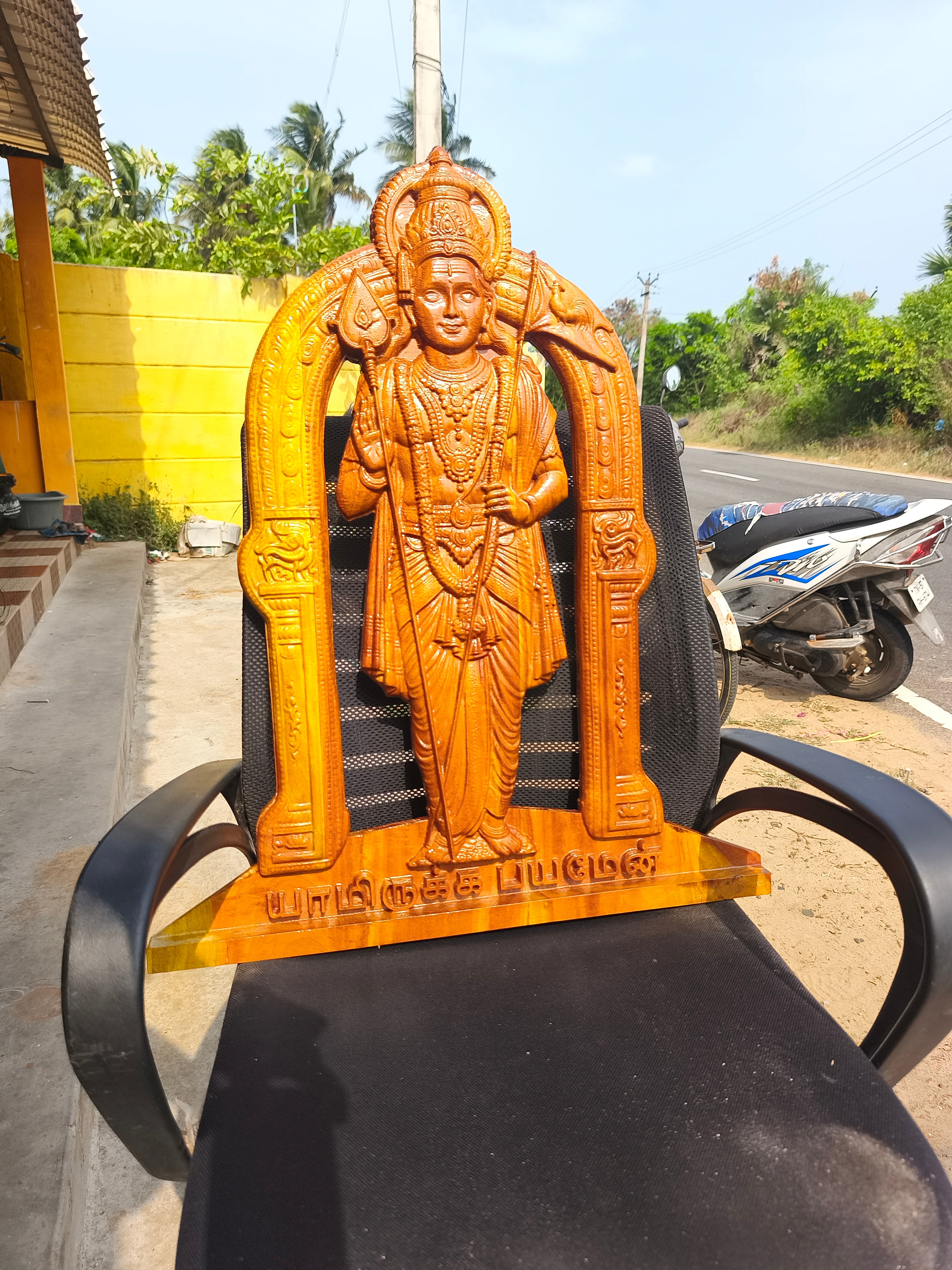 Murugan Skanda Wooden Statue