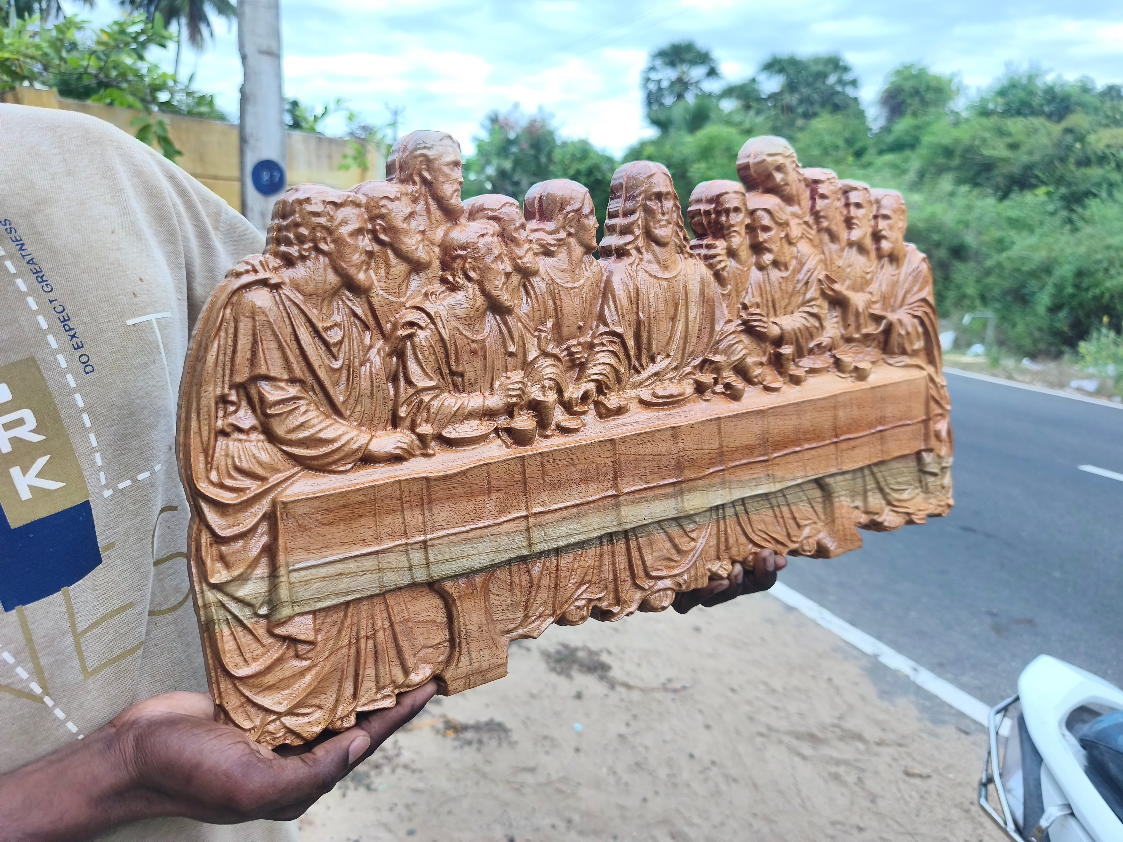 Last Supper Wooden Carving Wall Decor | Religious Wooden Sculpture