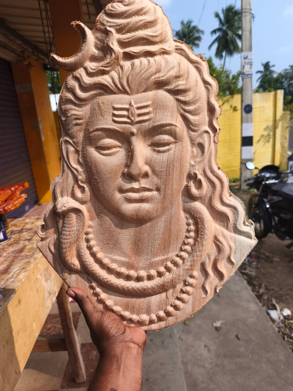 Lord Shiva Wooden Wall Art | Mahadev Wooden Carving